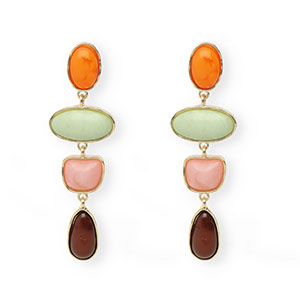 Musthave oorbellen&nbsp;/&nbsp;oorstekers met RVS steker Gold-warm orange-green-pink-brown