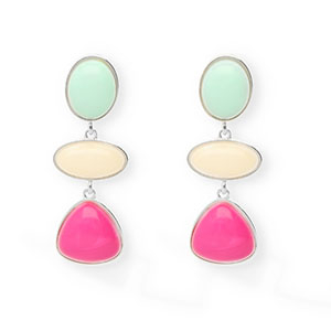 Musthave oorbellen&nbsp;/&nbsp;oorstekers met RVS steker Silver-mint green-off white-hot pink