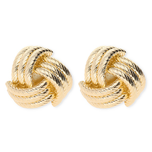 Statement oorbellen&nbsp;/&nbsp;oorstekers monkey's fist met RVS steker Gold