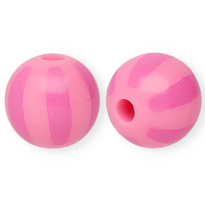 12 mm kralen van acryl met strepen Light pink-pink
