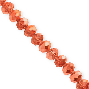 Facet kralen top quality disc 8x6mm Coral orange-pearl shine coating