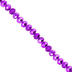 Facet kralen top quality disc 4x3mm Dark purple-pearl shine coating