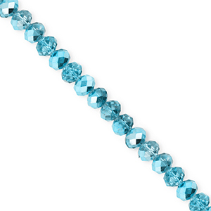 Facet kralen top quality disc 4x3mm Teal blue-pearl shine coating