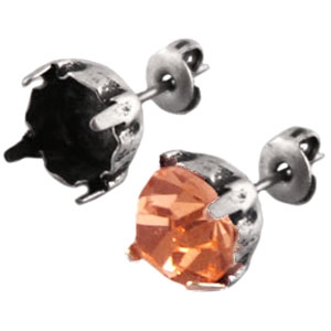 Oorstekers DQ metaal voor Swarovski SS29 Antiek zilver 