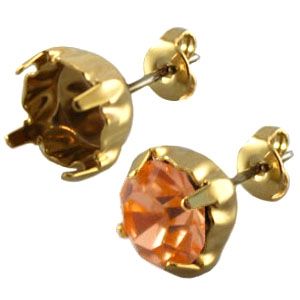 Oorstekers DQ metaal voor Swarovski SS39 Gold 