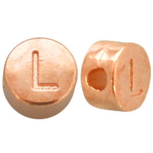DQ metaal letterkraal L Ros&eacute; goud (nikkelvrij)