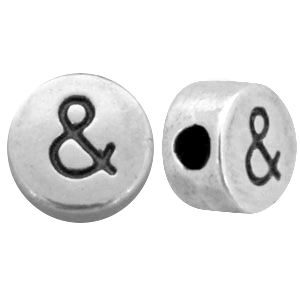 DQ metaal letterkraal & Antiek zilver (nikkelvrij)