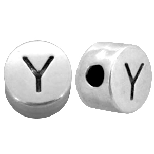 DQ metaal letterkraal Y Antiek zilver (nikkelvrij)