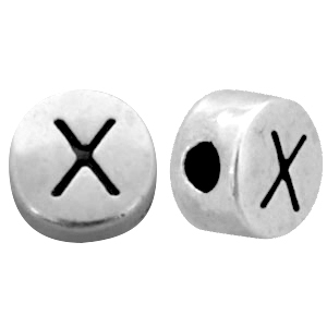 DQ metaal letterkraal X Antiek zilver (nikkelvrij)