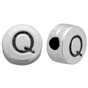 DQ metaal letterkraal Q Antiek zilver (nikkelvrij)