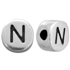 DQ metaal letterkraal N Antiek zilver (nikkelvrij)