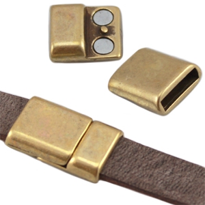 DQ metalen magneetslot (voor leer plat 10mm) Antiek brons (nikkelvrij)