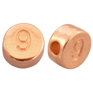 DQ metaal cijferkralen # 9 Ros&eacute; goud (nikkelvrij)