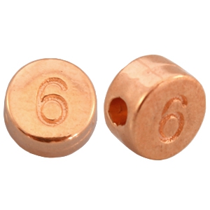 DQ metaal cijferkralen # 6   Ros&eacute; goud (nikkelvrij)