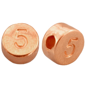 DQ metaal cijferkralen # 5 Ros&eacute; goud (nikkelvrij)