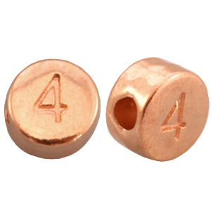 DQ metaal cijferkralen # 4 Ros&eacute; goud (nikkelvrij)