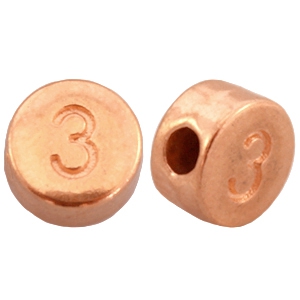 DQ metaal cijferkralen # 3 Ros&eacute; goud (nikkelvrij)