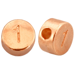DQ metaal cijferkralen # 1 Ros&eacute; goud (nikkelvrij)