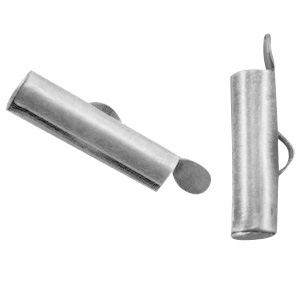 DQ metalen schuif eindkap 15x6mm Antiek zilver (nikkelvrij)