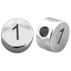 DQ metaal cijferkralen # 1 Antiek zilver (nikkelvrij) 
