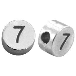 DQ metaal cijferkralen # 7 Antiek zilver (nikkelvrij) 