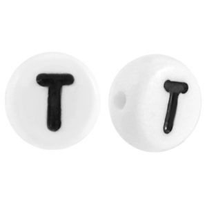 Acryl letterkraal letter T Wit