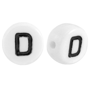 Acryl letterkraal letter D Wit