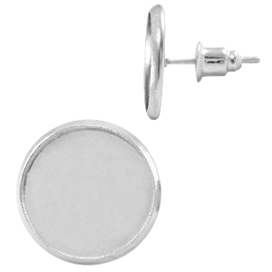 Oorsteker metaal voor 12mm cabochon Zilver