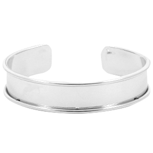 DQ metaal basis armband (voor 10mm leer/koord) Zilver (nikkelvrij)