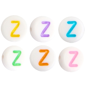 Acryl letterkralen letter Z Multicolor-Wit