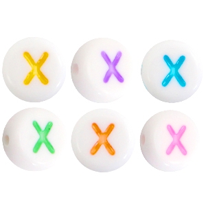 Acryl letterkralen letter X Multicolor-Wit