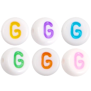 Acryl letterkralen letter G Multicolor-Wit