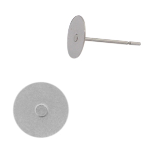 Oorbellen/oorstekers van Stainless steel Roestvrij staal (RVS) voor 12mm cabochon Zilver 