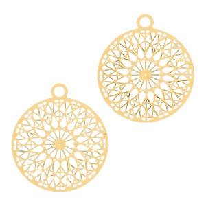 Bohemian hanger rond 13mm met oog Goud