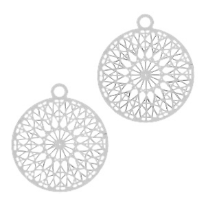 Bohemian hanger 13mm met oog Zilver