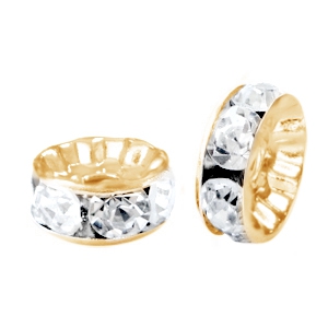 Strass kralen disc 8mm Gold-crystal