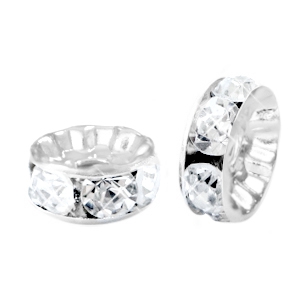 Strass kralen disc 8mm Silver-crystal
