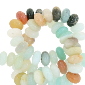Natuursteen kralen chalcedoon (kwarts) disc 4mm Turquoise multicolour
