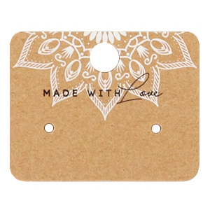 Kaartjes voor sieraden "made with love" mandala Brown