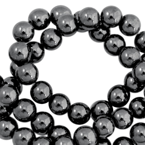 Kralen hematite rond 6mm Anthracite grey