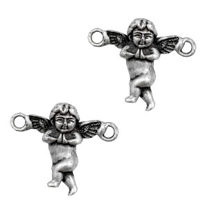Metaal bedels TQ tussenstuk engel Antiek zilver