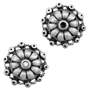 Metaal bedels TQ bloem met setting voor SS24 Swarovski Antiek zilver