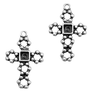 Metaal bedels TQ kruis met setting Antiek zilver