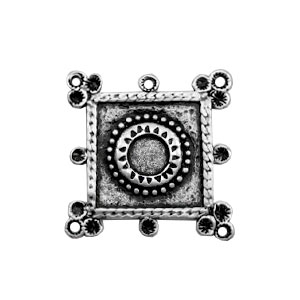 Metaal bedels TQ vierkant met setting voor Swarovski PP32 Antiek zilver