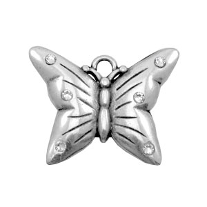 Metaal bedels TQ vlinder met strass steentjes Antiek zilver