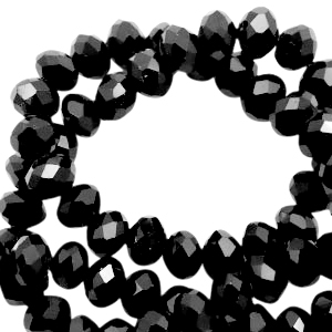 Facet kralen top quality disc 4x3mm Black-pearl high shine coating