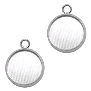 Metalen settings bedel voor cabochon 12mm Antiek zilver