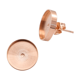 Polaris Steel oorbellen (RVS) met setting voor 7mm cabochon/Swarovski SS34 Ros&eacute; goud