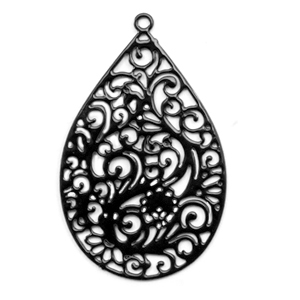 Bohemian hanger druppelvorm Zwart