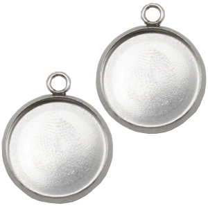Bedels van Stainless steel Roestvrij staal (RVS) setting voor 12mm cabochon Zilver